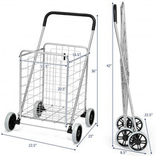 Load image into Gallery viewer, Portable Folding Shopping Cart Utility for Grocery Laundry-Silver