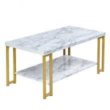 Load image into Gallery viewer, Modern Coffee Table Faux Marble Top Accent Cocktail Table