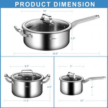 Load image into Gallery viewer, 6 Piece Stainless Steel Cookware Set Nonstick Pot