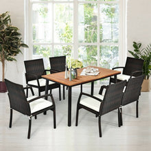 Load image into Gallery viewer, 55" Patio Rattan Dining Table with Umbrella Hole