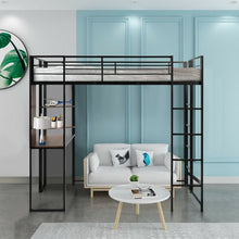 Load image into Gallery viewer, Twin Size Space-Saving Metal Loft Bunk Bed