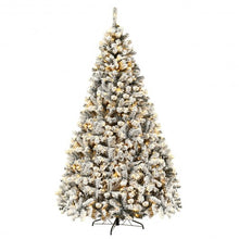 Load image into Gallery viewer, Pre-Lit Premium Snow Flocked Hinged Artificial Christmas Tree-9'