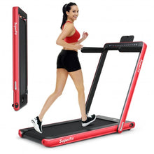 Load image into Gallery viewer, 2-in-1 Electric Motorized Health and Fitness Folding Treadmill with Dual Display and Speaker-Red
