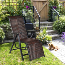 Load image into Gallery viewer, 2Pcs Patio Rattan Folding Lounge Chair