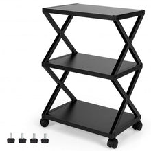 Load image into Gallery viewer, Mobile Printer Stand 3 Tier Storage Shelves Printer Cart with Pads Black