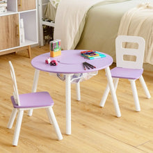 Load image into Gallery viewer, Wood Activity Kids Table and Chair Set with Center Mesh Storage for Snack Time and Homework-Purple