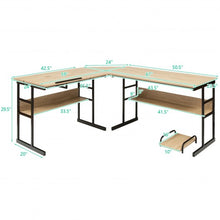 Load image into Gallery viewer, L-Shaped Computer Desk with Tiltable Tabletop-Natural