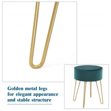 Load image into Gallery viewer, Round Velvet Ottoman Footrest Stool Side Table Dressing Chair w/Metal Legs-Green