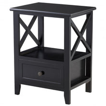 Load image into Gallery viewer, 2 pcs Living Room End Side Nightstands with Storage Drawer-Black