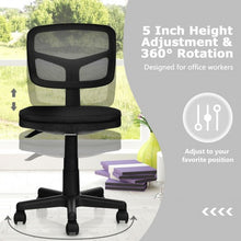 Load image into Gallery viewer, Armless Computer Chair w/Height Adjustment & Breathable Mesh- Home Office-Black