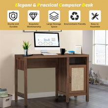 Load image into Gallery viewer, Rustic Computer Desk Writing Table Study Workstation with Storage Cabinet-Walnut