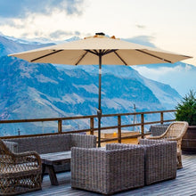 Load image into Gallery viewer, 9 Ft and 32 LED Lighted Solar Patio Market Umbrella Shelter with Tilt and Crank-Beige