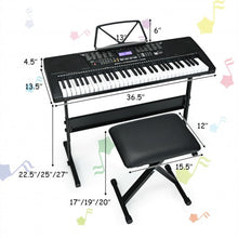 Load image into Gallery viewer, 61-Key Electronic Keyboard Piano with Lighted Keys and Bench