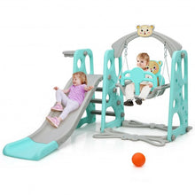 Load image into Gallery viewer, 3 in 1 Toddler Climber and Swing Set Slide Playset-Green