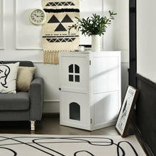 Load image into Gallery viewer, 2-Tier Hidden Cat House Enclosure Nightstand-White