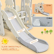 Load image into Gallery viewer, 6 in 1 Slide and Swing Set with Ball Games for Toddlers-White