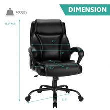 Load image into Gallery viewer, 400 Pounds Big and Tall Adjustable High Back Leather Office Chair Task Chair