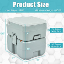 Load image into Gallery viewer, 5.3 Gallon 20L Outdoor Portable Toilet w/Level Indicator for RV Travel Camping