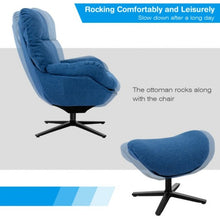 Load image into Gallery viewer, Modern Swivel Rocking Chair and Ottoman Set with Aluminum Alloy Base-Blue