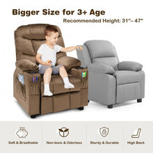 Load image into Gallery viewer, Adjustable Lounge Chair with Footrest and Side Pockets for Children-Brown