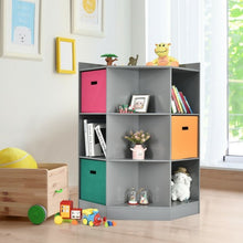 Load image into Gallery viewer, 3-Tier Kids Storage Shelf Corner Cabinet with 3 Baskets-Gray