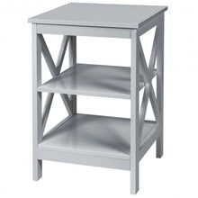 Load image into Gallery viewer, 3-Tier Nightstand End Table with X Design Storage -Gray