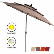Load image into Gallery viewer, 10ft 3 Tier Patio Umbrella Aluminum Sunshade Shelter Double Vented without Base