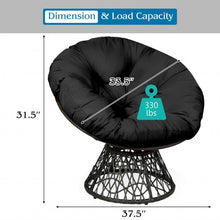 Load image into Gallery viewer, Rattan Papasan Chair Ergonomic 360-degree Swivel Soft Cushion Garden-Black