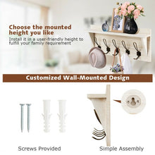 Load image into Gallery viewer, Rustic Wooden Wall-Mounted Entryway Hanging Shelf-White