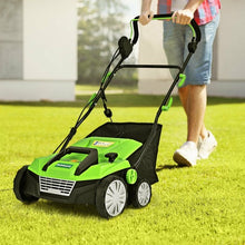 Load image into Gallery viewer, 13Amp Corded Scarifier 15” Electric Lawn Dethatcher-Green
