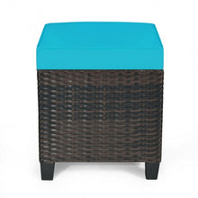 Load image into Gallery viewer, 2PCS Patio Rattan Ottoman Cushioned Seat-Blue