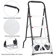 Load image into Gallery viewer, 2-in-1 Convertible 3-Step Ladder Hand Truck with Two Wheels