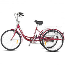 Load image into Gallery viewer, 24" Single Speed 3-wheel Bicycle Adult Tricycle Seat-Red