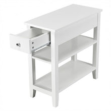 Load image into Gallery viewer, 3-Tier Nightstand Bedside Table Sofa Side with Double Shelves Drawer-White