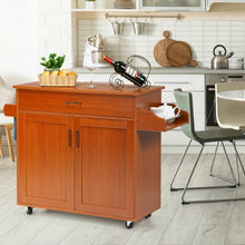 Load image into Gallery viewer, Rolling Kitchen Island Cart with Towel and Spice Rack-Cherry