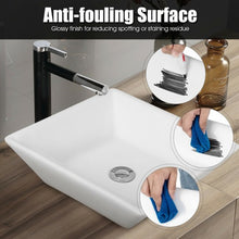 Load image into Gallery viewer, 16" x 16" Square Bathroom Ceramic Vessel Sink with Pop-up Drain