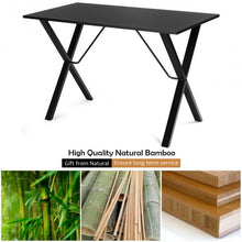 Load image into Gallery viewer, Computer Desk with Bamboo Top & Metal Frame-Black Desk