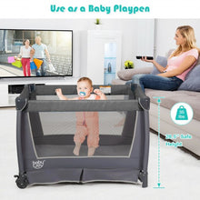 Load image into Gallery viewer, 4-in-1 Convertible Portable Baby Play yard with Toys and Music Player-Gray