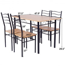 Load image into Gallery viewer, 5 pcs Wood Metal Dining Table Set with 4 Chairs