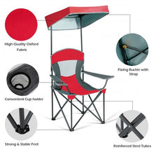 Load image into Gallery viewer, Portable Folding Camping Canopy Chair with Cup Holder Cooler -Red