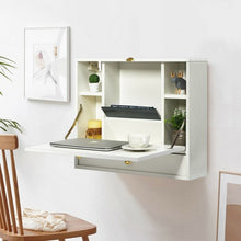 Load image into Gallery viewer, Wall Mounted Folding Laptop Desk Hideaway Storage with Drawer-White