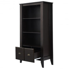 Load image into Gallery viewer, 3 Shelf Adjustable Antique Organizer Bookcase with 2 Drawers