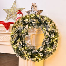 Load image into Gallery viewer, 24" Artificial Snow Flocked Christmas Pine Wreath with LED Lights