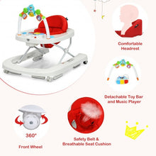 Load image into Gallery viewer, 2-in-1 Foldable Baby Walker with Adjustable Heights-Red