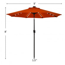 Load image into Gallery viewer, 9 Ft and 32 LED Lighted Solar Patio Market Umbrella Shelter with Tilt and Crank-Orange