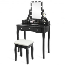 Load image into Gallery viewer, Dimmable Bulbs Touch Switch Vanity Dressing Table Set with Removable Box-Black