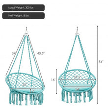 Load image into Gallery viewer, Macrame Cushioned Hanging Swing Hammock Chair-Turquoise