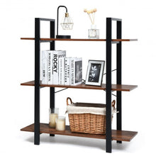 Load image into Gallery viewer, 3-Tiers Bookshelf Industrial Bookcases Metal Frame Shelf Stand