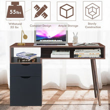 Load image into Gallery viewer, Computer Desk PC Writing Table Drawer and Cabinet with Wood Legs