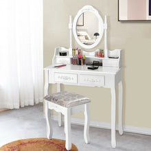 Load image into Gallery viewer, Vanity Table Set with Oval Mirror and 4 Drawers